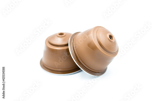 Coffee capsule for coffee machine isolated on white background