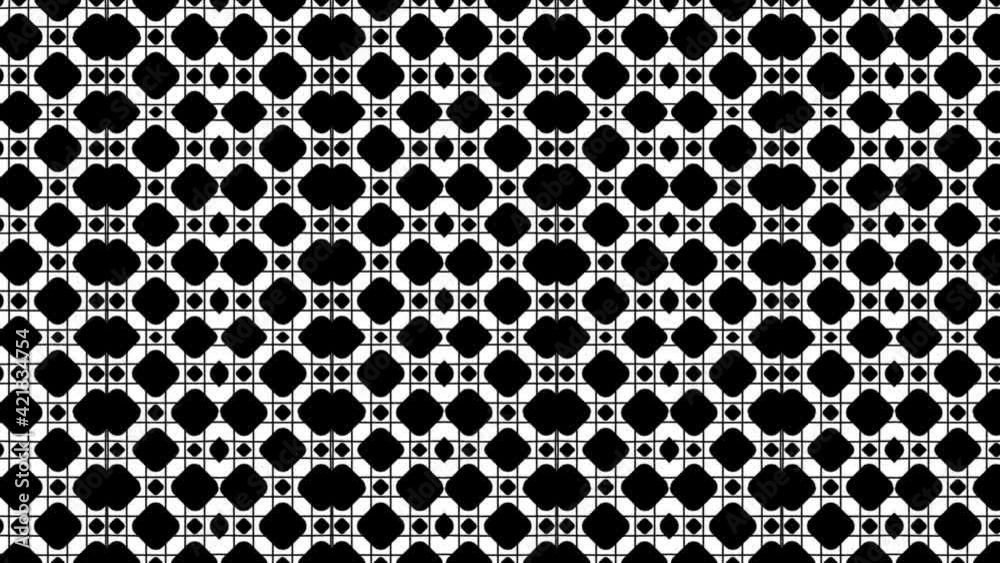 Geometric moving black and white monochrome psychedelic pattern, square seamless looping background, trendy elegant ornament with mosaic Geometric moving black and white monochrome psychedelic pattern, square seamless looping background, trendy elegant ornament with mosaic