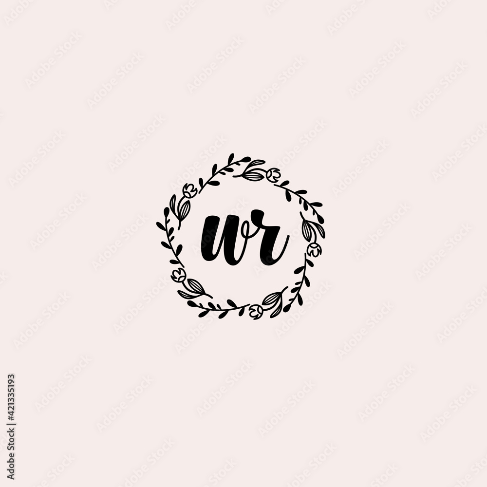 WR initial letters Wedding monogram logos, hand drawn modern minimalistic and frame floral templates WR initial letters Wedding monogram logos, hand drawn modern minimalistic and frame floral templates