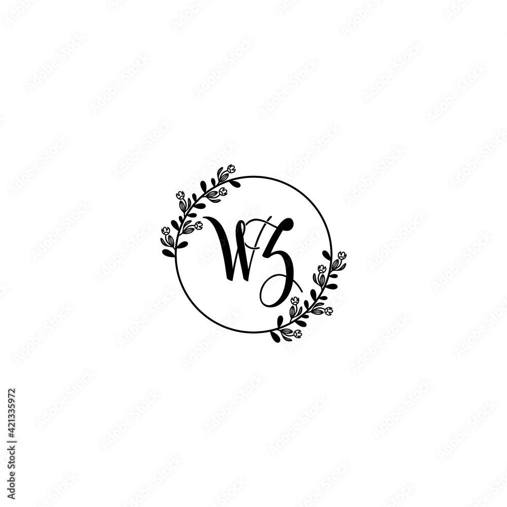 WZ initial letters Wedding monogram logos, hand drawn modern minimalistic and frame floral templates WZ initial letters Wedding monogram logos, hand drawn modern minimalistic and frame floral templates