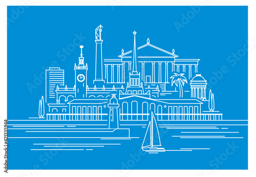 Obraz na płótnie Sochi city landscape, landmark. Vector illustration w salonie