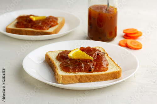 Sandwiches with home made carrot orange jam