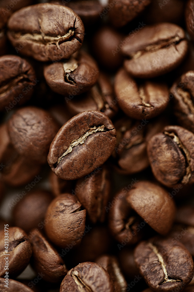 Rich brown coffee beans macro Rich brown coffee beans macro