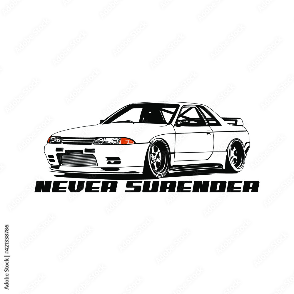 Naklejka premium awesome sport car line art illustration