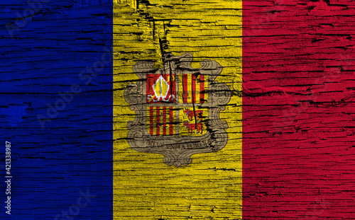 Andorra flag on old wooden table