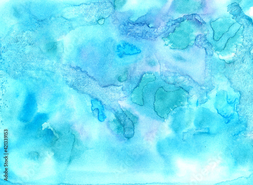 blue abstract watercolor hand painted background