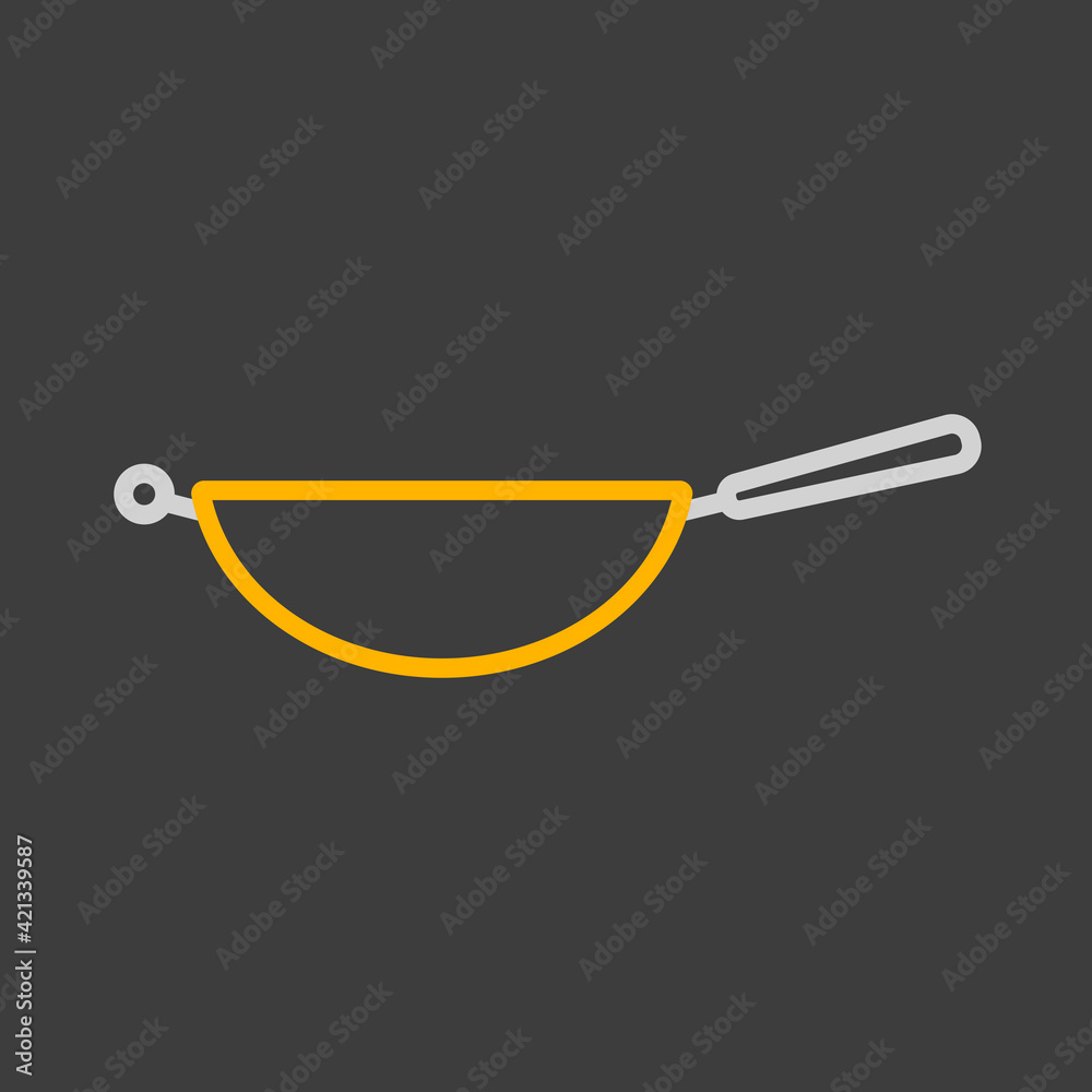 Wok frying pan vector icon. Kitchen appliance Wok frying pan vector icon. Kitchen appliance