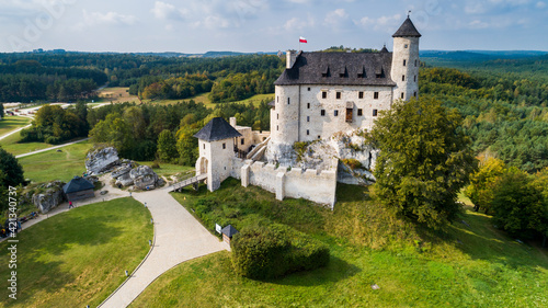 Bobolice Castle, an old medieval fortress or royal castle in the village of Bobolice, Poland
