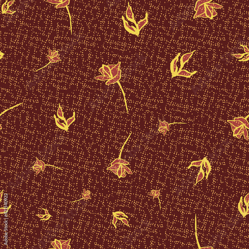 A canvas textured floral seamless vector pattern