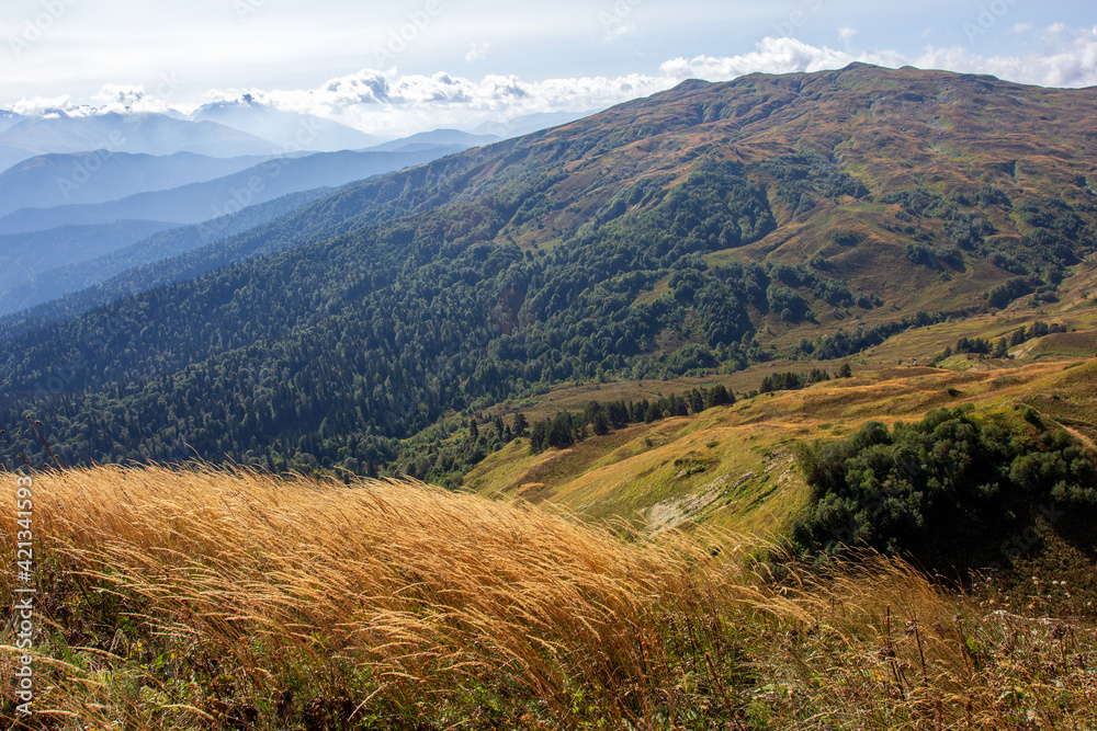 Mountain landscape, autumn sketches from tourist routes, recreation places for citizens.