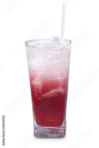 Red drink on white background
