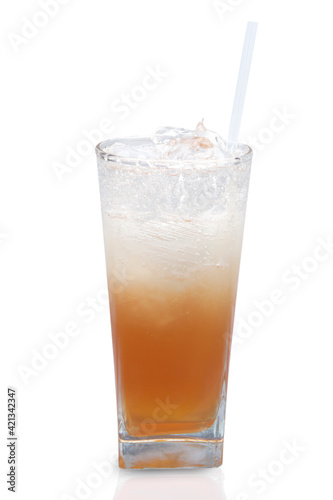 yellow drink on white background