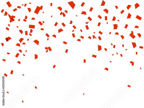 Vector stock illustration. Falling red confetti isolated on a white background for card or poster