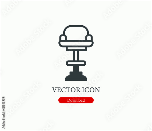 Bar stool vector icon.  Editable stroke. Linear style sign for use on web design and mobile apps  logo. Symbol illustration. Pixel vector graphics - Vector