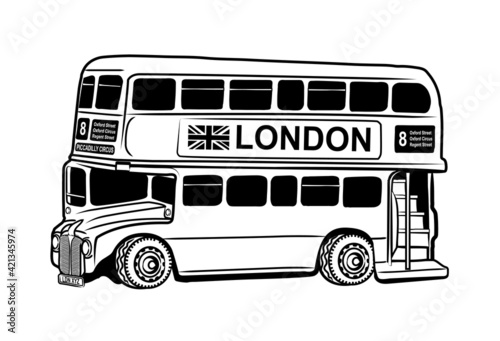 Canvas Print Vector illustration of traditional London double decker bus