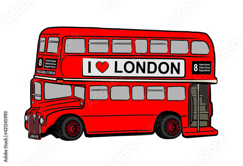 Платно Vector illustration of traditional London double decker bus