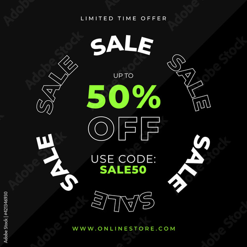 Modern Sale Banner Vector Design Template. Square Banner Ad for Social Media Post or Advert. Discount Sale Promotion for Online Fashion Store. Vector Sale Poster Template.