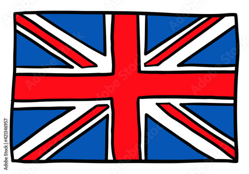 UK doodle flag United Kingdom sketch. Vector illustration