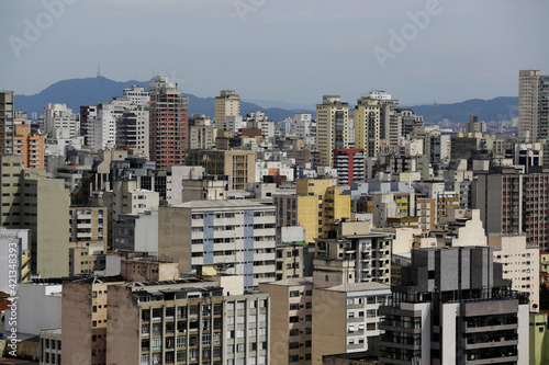 Panoramic view of residential and commercial buildings in the big city of Sao Paulo, SP state, Brazil.