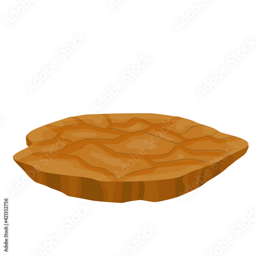 Dry land steppes and deserts. element of game and background. Dirt and dust. Brown floor. Cartoon illustration. Platform to the ground