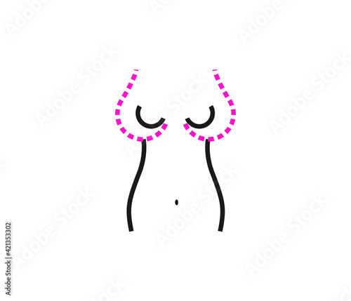Plastic surgery concept. breast augmentation and reduction surgery. editable vector design.
