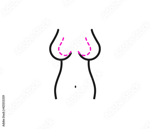 Plastic surgery concept. breast augmentation and reduction surgery. editable vector design.
