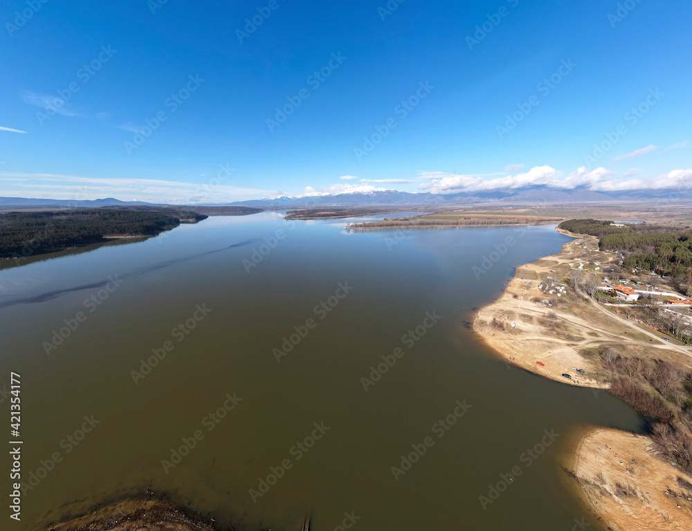 Aerial panorama of Koprinka Reservoir, Bulgaria