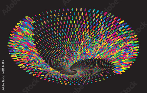 Tunnel or wormhole. Digital wireframe tunnel. 3D tunnel grid