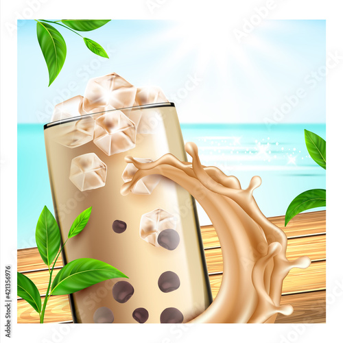 Bubble Tea Creative Promotional Banner Vector Illustration