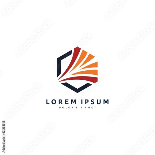 fire spark hexagon logo design modern template