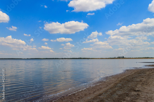 View of a salt Ustrichnnoe  oyster  lake in Kherson region  Ukraine