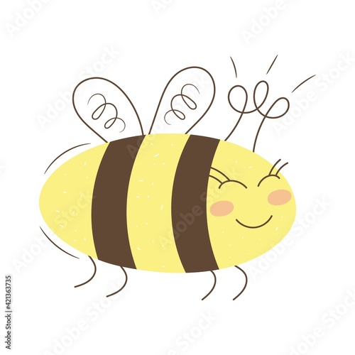 cute fat bee with crown