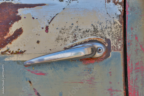 Handle on old truck detail in Sprague, Washington State photo