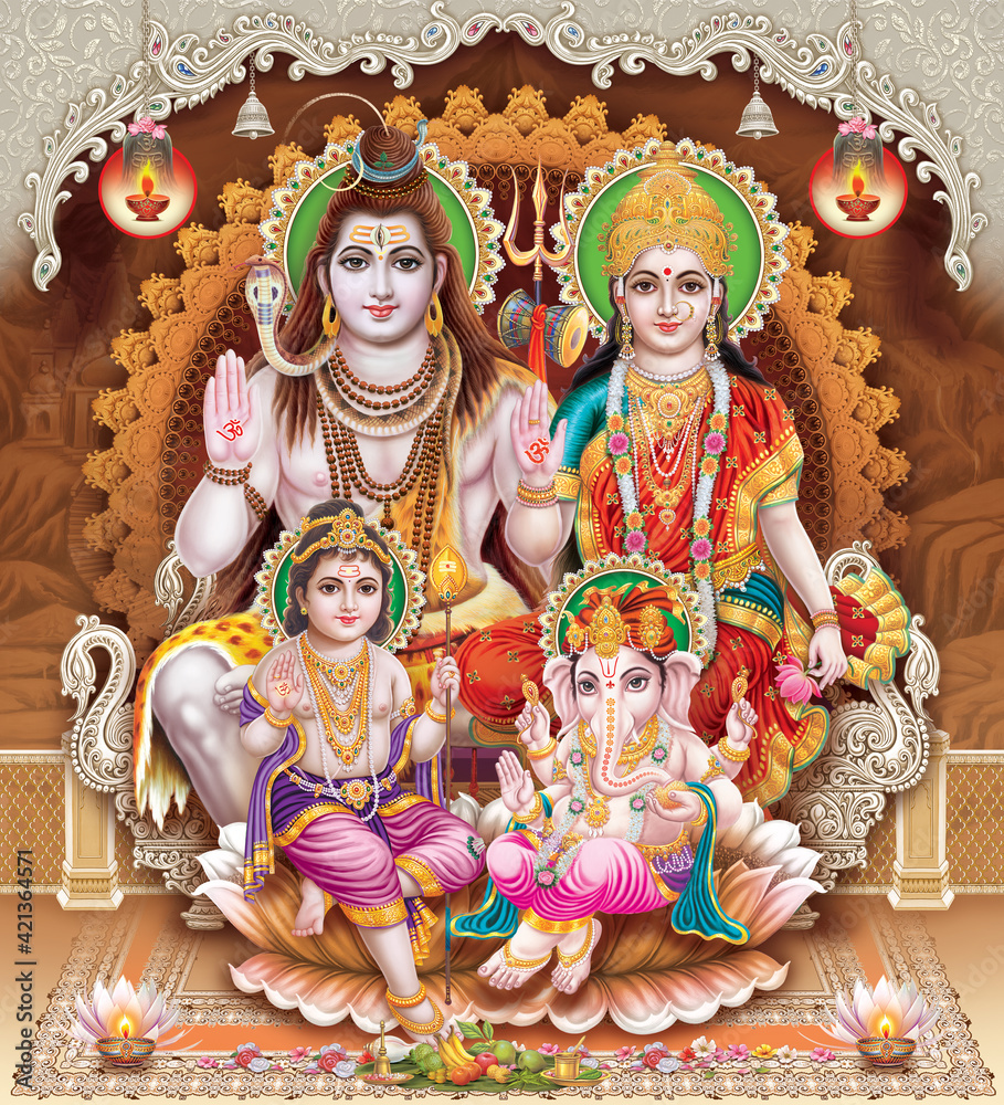 Browse high resolution stock images of Shiva Parvati Kartik Ganesh ...