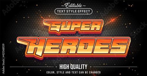 Editable text style effect - Super Heroes text style theme.
