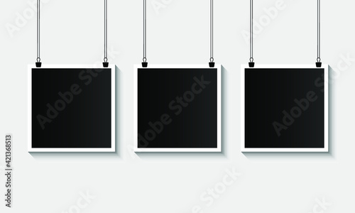 Blank Picture Frames Hanging Mockup