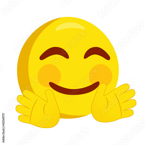 Hugging Face Emoji Icon Illustration. Open Hands Vector Symbol Emoticon Design Doodle Vector.