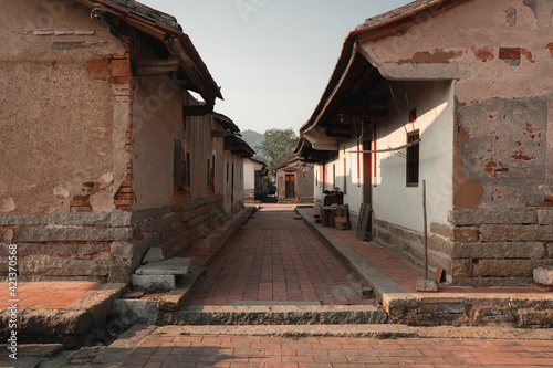 Old buildings in Daimei village, a traditional Chinese village with neat rows of houses in Zhangzhou, Fujian, China 