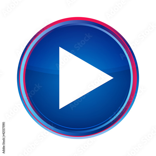 Play icon silky blue round button aqua design illustration