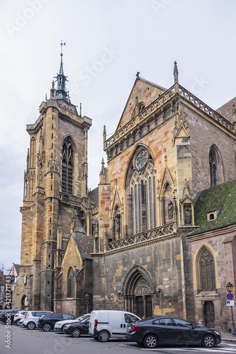 Cathedral of Saint Martin (Eglise Saint Martin). Built between 1235 and 1365 Saint Martin collegiate church is important example of Gothic architecture in Alsace. Colmar, Alsace, France.
