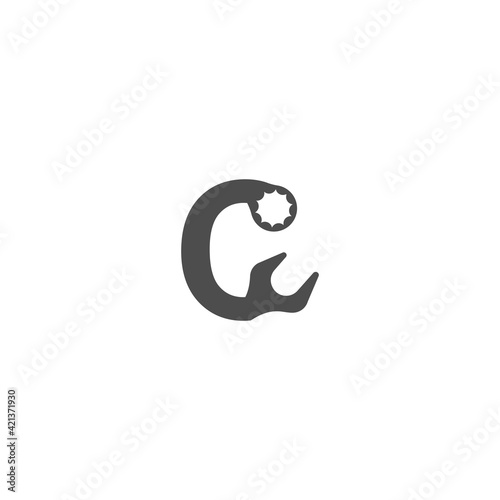 Letter C logo icon with wrench design vector