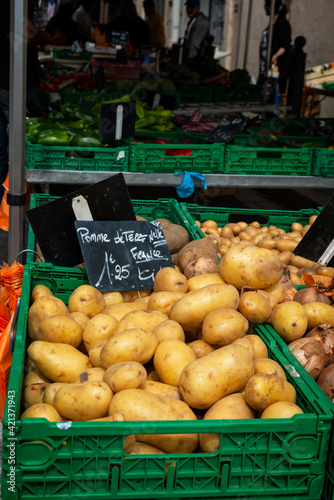 potatoes in a market in La Ciotat Provence at one of the twice weekly markets.