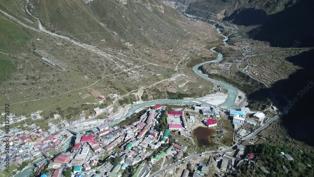 Ville de Badrinath état de l'Uttarakhand en Inde vue du ciel
