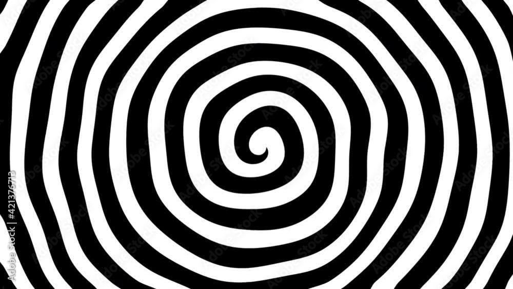 Psychedelic spinning hypnotic spiral. Twisting helix background. Optical illusion. Seamless loop 