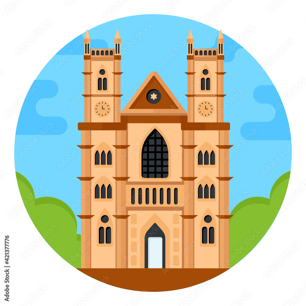 
A westminster abbey in flat rounded icon

