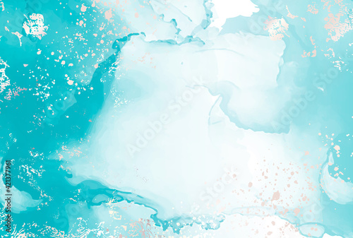 Blue digital paper background. Watercolor texture bright sky, frame, border, flyer Vector