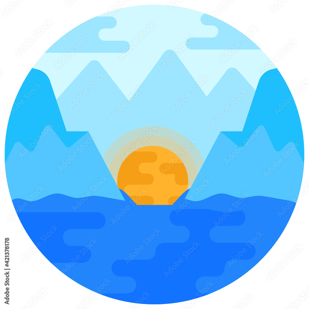 Fototapeta premium Flat rounded icon of hills