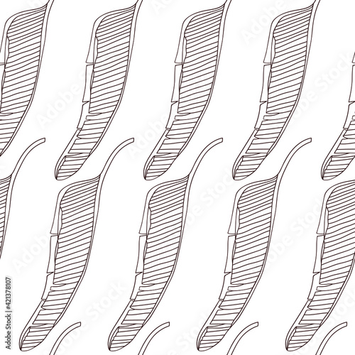 Seamless pattern leaf of banana palm. Vector sceleton of leaves.  Suitable for use in scrapbooking, wallpaper, wrapping