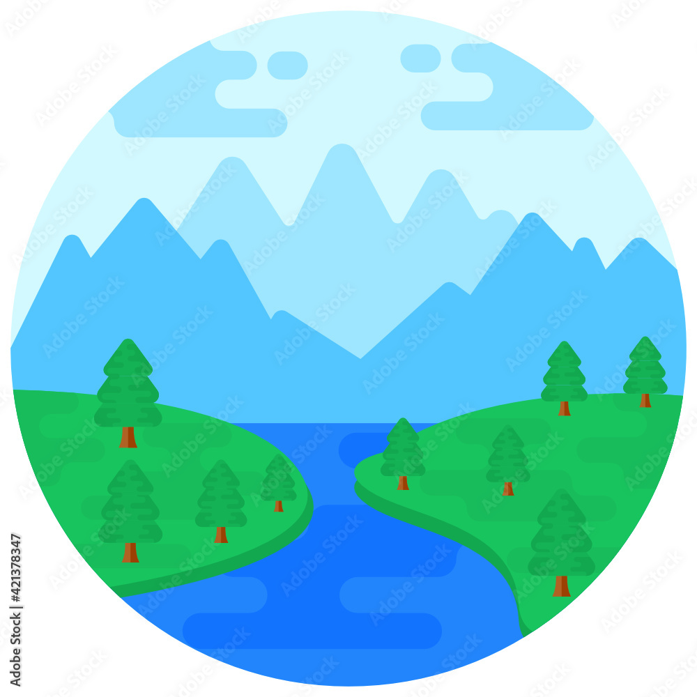 Obraz premium Flat rounded icon of beach landscape