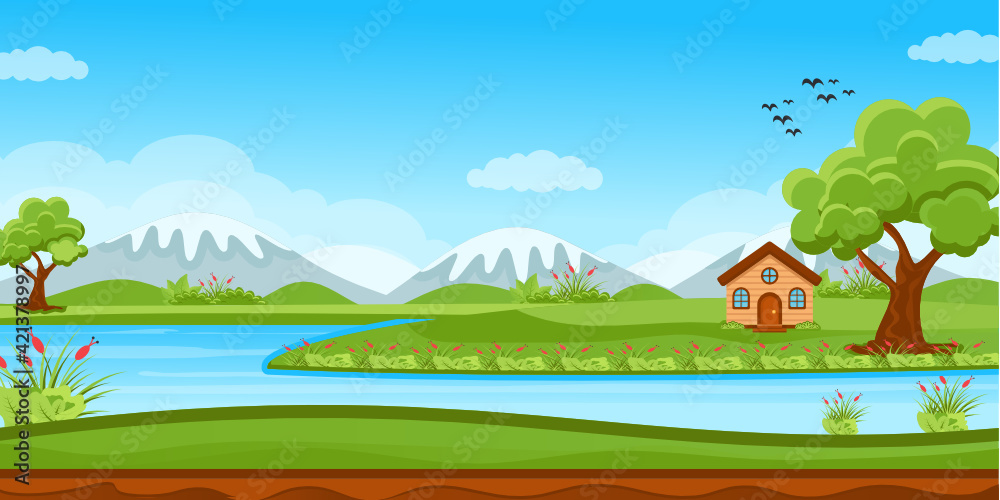 A nature landscape background flat illustration
A nature landscape background flat illustration